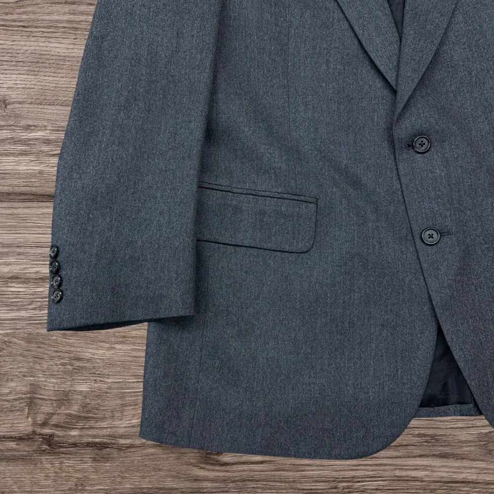 Burberrys Vintage Mens Pure Wool Blazer Sport Coat Charcoal Gray USA Made 44R